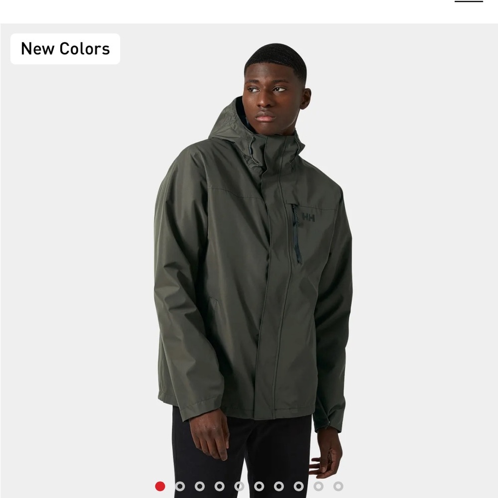 Helly Hansen Men's Olive Green Waterproof Hooded Raincoat
